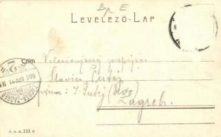 Budapest VI. Andrássy út. Montázslap elöljárókkal / montage postcard (Rb)