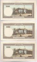 Románia 1942. 500L (3x) közte két közeli sorszám T:II
Romania 1942. 500 Lei (3x) with two close ser...