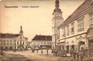 Nagyszombat, Tyrnau, Trnava; Ferenc József tér, Bauer Károly és Weisz Adolf üzlete / square with shops (EK)