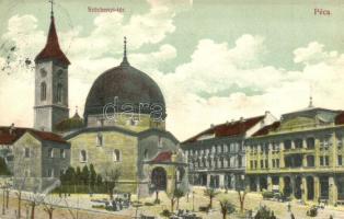 Pécs, Széchenyi tér, Nádor szálló, templom