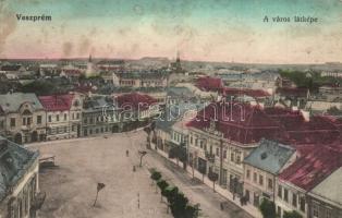 Veszprém, város látképe, tér, Pósa Endre és fogorvos üzlete (EK)