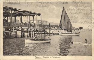 Pesaro, Spiaggia e Piattaforma / beach, rowers, bathing people (EK)