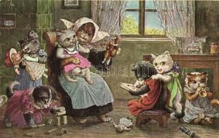 Cats playing with toys. T. S. N. Serie 1882. (6 Dess.) s: Arthur Thiele