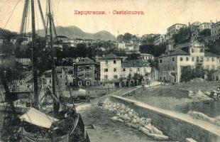 Herceg Novi, Castelnuovo; quay, street view, houses. W. L. Bp. 4715. Carlo Uva (EB)
