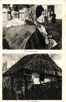 Kárpátaljai cigányasszony, folklór, népviselet / Transcarpathian gypsy lady, folklore, tratiditonal costume, hut