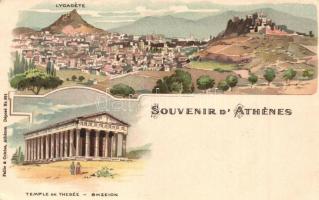 1899 Athens, Athína, Athenes; Lycadete, Temple de Thesée / Mount Lycabettus (Lykavittos), Temple of Hephaestus (Theseion). Pallis & Cotzias Nr. 991. Art Nouveau, litho (slightly wet corner)