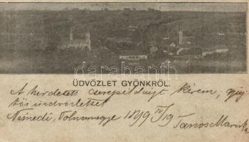 1899 Gyönk, látkép (vágott / cut)