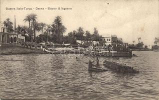 Guerra Italo-Turca. Derna, Sbarco di legname / Italo-Turkish War, Italian troops landing timber