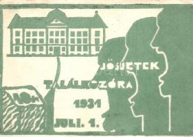 1931 Jöjjetek Találkozóra. Osztálytalálkozó meghívó / Class reunion invitation, Studentica (EB)