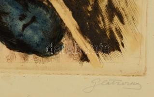 Glatz Oszkár (1862-1958)-Prihoda István (1891-1956): Parasztlányka. Színezett rézkarc, papír, jelzet...