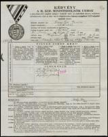 1930 Emlékérem adományozási kérvény háborúban katonai szolgálatot nem teljesített személy részére