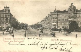 1900 Budapest VI. Andrássy úti fasor, emeletes lóbusz. Schmidt Edgar (EK)