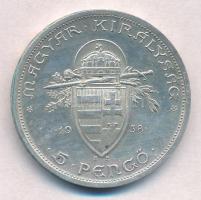 1938. 5P Ag "Szent István" T:1- apró ph. 
Adamo P8.1