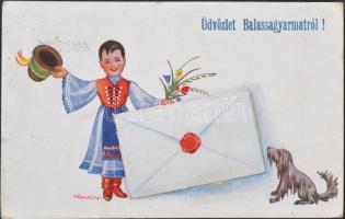 Balassagyarmat, népviseletes leporellolap / folklore leporellocard s: Klaudinyi
