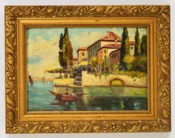 Jelzés nélkül: Mediterrán házak. Olaj, karton, keretben, 25×35 cm