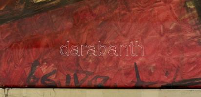 Olvashatatlan jelzéssel: Szentendrei látkép, akvarell, papír, hátulján jelzett, üvegezett fa keretbe...