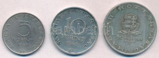 1948. 5Ft Ag "Petőfi" + 10Ft Ag "Széchenyi" + 20Ft Ag "Táncsics" - &qu...