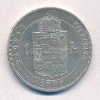 1879KB 1Ft Ag "Ferenc József / Középcímer" T:2- ph. 
Adamo M15