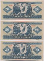 1962. 20Ft (3x) sorszámkövetők T:II