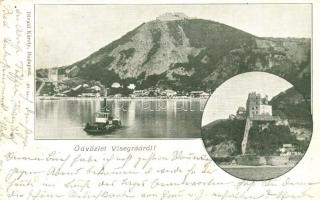 1899 Visegrád, vár, gőzhajó. Divald Károly (EK)
