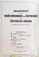 1919 Az osztrák-magyar kőolajlelőhelyek és finomítók nagyméretű térképe / Oil sources and refineries...