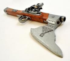 Antik kovás pisztoly balta fogóval, igényes gyűjtői replika,  h: 53 cm / Vintage pistol replica h: 5...