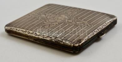 Ezüst (Ag.) cigarettatárca, monogrammal, jelzett, 10,5×8×1,5 cm, nettó 114,7 g