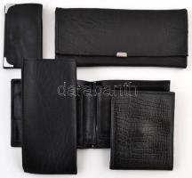 4 rekeszes válltáska, újszerű állapotban + 3 db bőr pénztárca, 1 db bőr kulcstartó, 1 db bőr szemüve...