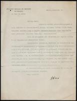cca 1935 A Párizsi Magyar Követség fejléces levélpapírjára írt levél megemlékezéssel kapcsolatban