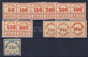 DDSG 12db csomagdíj bélyeg + utánfizetési jegy (bélyeg)