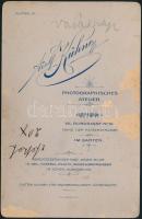 cca 1900 Három katonatiszt, keményhátú fotó Adolf Kühne, bécsi műterméből, 16,5×10,5 cm