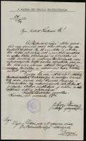 1918 Kassa, A Kassai Izr. Iskola Igazgatósága által írt levél