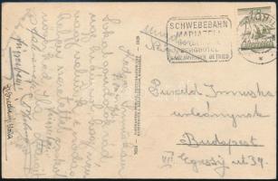 cca 1928 Budapestre küldött képeslap, aláírásokkal (pl. gróf Széchenyi Ilona)