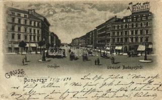 1899 Budapest VI. Oktogon, villamos. litho (EK)