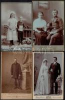 cca 1880 Nagyváradi portrék, 5 db keményhátú fotó nagyváradi műtermekből (Lojanek János, Fekete Sándor, Zsunk Pál, Picek Róbert), különböző méretben