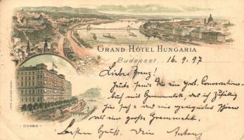 1897 (Vorläufer!) Budapest, Grand Hotel Hungária, Corso. Art Nouveau, floral, litho (EK)