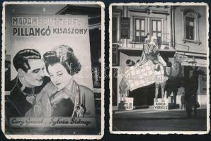 cca 1930-1940 Nagyvárad, az Apollo mozi arculatai különféle filmreklámokkal, 4 db fotó, egy részük hátulján pecséttel jelzett (Central Foto Oradea), 11,5×9 cm