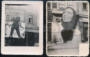 cca 1930-1940 Nagyvárad, az Apollo mozi arculatai különféle filmreklámokkal, 4 db fotó, egy részük h...