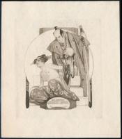 Franz von Bayros (1866-1924): Erotikus ex libris William Lipka. Heliogravür, papír, jelzés a nyomaton, 11×9 cm.