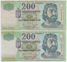 1998-2007. 200Ft (5x) mind különböző évszámmal illetve betűjellel T:III