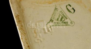 Art deco fajansz olajtartó, jelzett, kopásnyomokkal, m: 24 cm