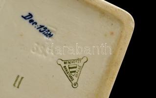 Art deco fajansz rizstartó, jelzett, kopásnyomokkal, 14x11x11 cm