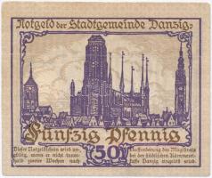 Németország / Weimari Köztársaság / Danzig 1919. 50pf szükségpénz szárazpecséttel, vízjeles papíron ...