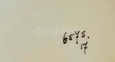 Virágmintás porcelán szószos kiöntő, kézzel festett, jelzés nélkül, kopásnyomokkal, 20x9x8 cm