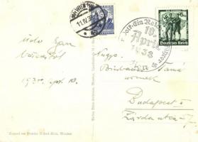 1938 Ein Volk, ein Reich, ein Führer! / Adolf Hitler, NSDAP German Nazi Party propaganda, map, swast...