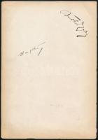 Neves aláírások füzetlapon: Blaha Lujza, Csathó Kálmán, Ághy Erzsébet, Bartók Béla