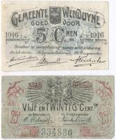 Belgium / Brugge 1915(?) 25c + Wenduyne 1916. 5c szükségpénzek T:III- Belgium / Brugge 1915(?) 25 Centimes + Wenduyne 1916. 5 Centimes necessity notes C:VG