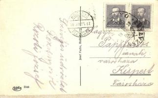 Rozsnyó, Roznava; utcakép. Josef Fuchs kiadása / street view. Lichtig 3348. + 1938 Rozsnyó visszatér...