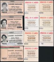 1990-1997 11 db különféle sajtóigazolvány, egy része fényképes