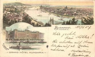 Budapest, Grand Hotel Hungária, Corso. Art Nouveau, floral, litho (fa)